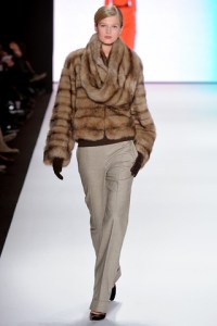 new york fashion week silverfox fur jacket by Carolina Herrera