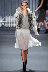 new york fashion week grey fur vest by Vera Wang