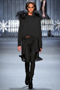 new york fashion week black fur coat by Vera Wang