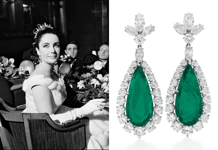 Elizabeth Taylor Emerald and Diamond Earrings from Richard Burton Auction Elizabeth Taylor emerald diamond earrings