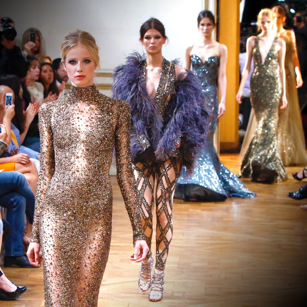 Zuhair Murad catwalk models in luxury gowns