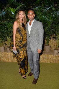 Pregnant Chrissy Teigen and musician John Legend at Leonardo DiCaprio Foundation Gala in St. Tropez