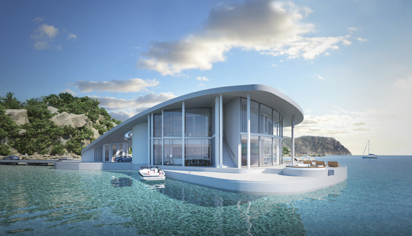 A futuristic floating residence concept called Sting Ray on the Aegean Sea
