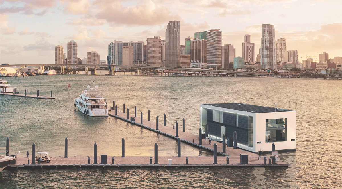Luxury floating house in miami marina