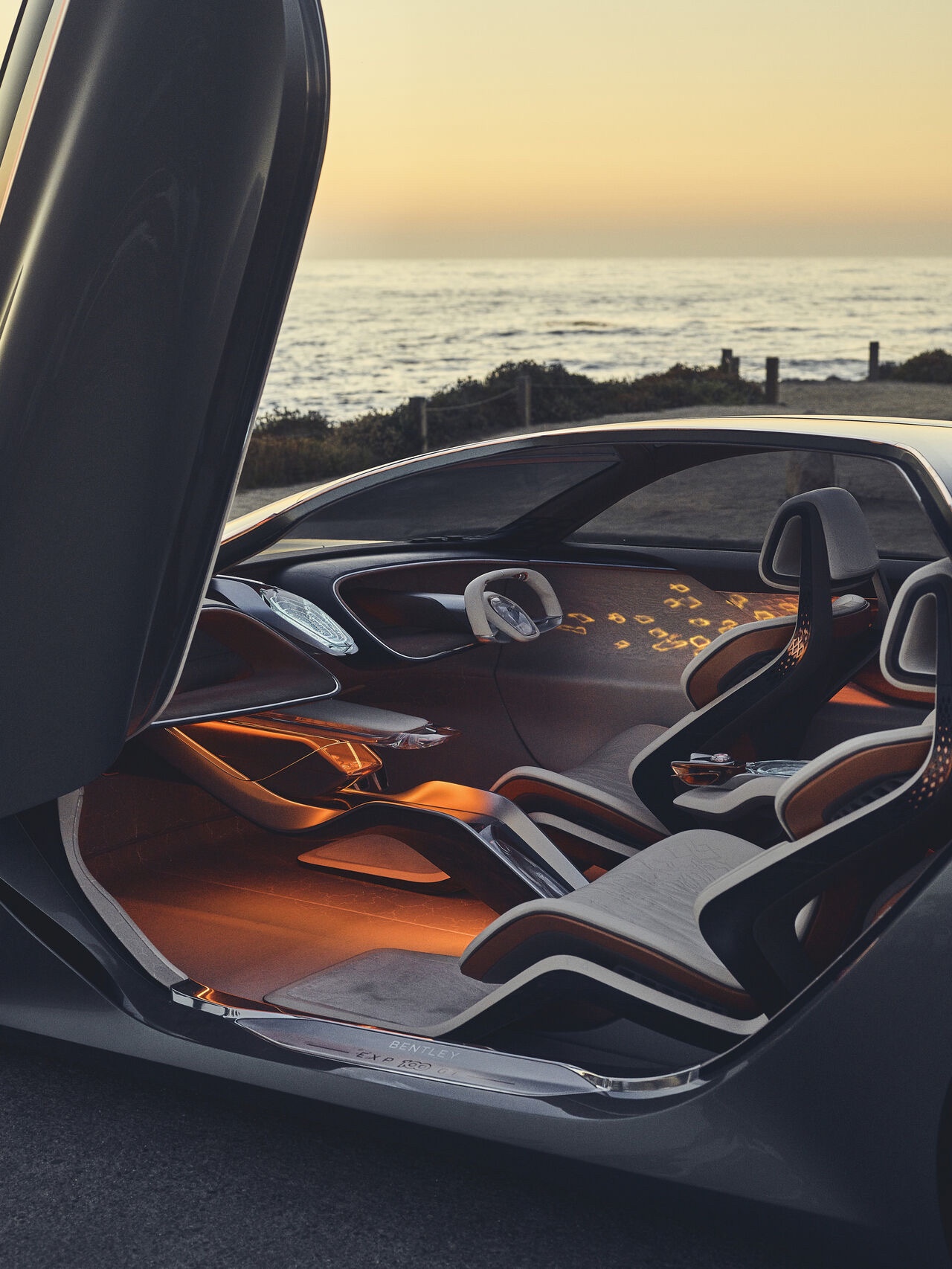 bentley electric orange leather interior