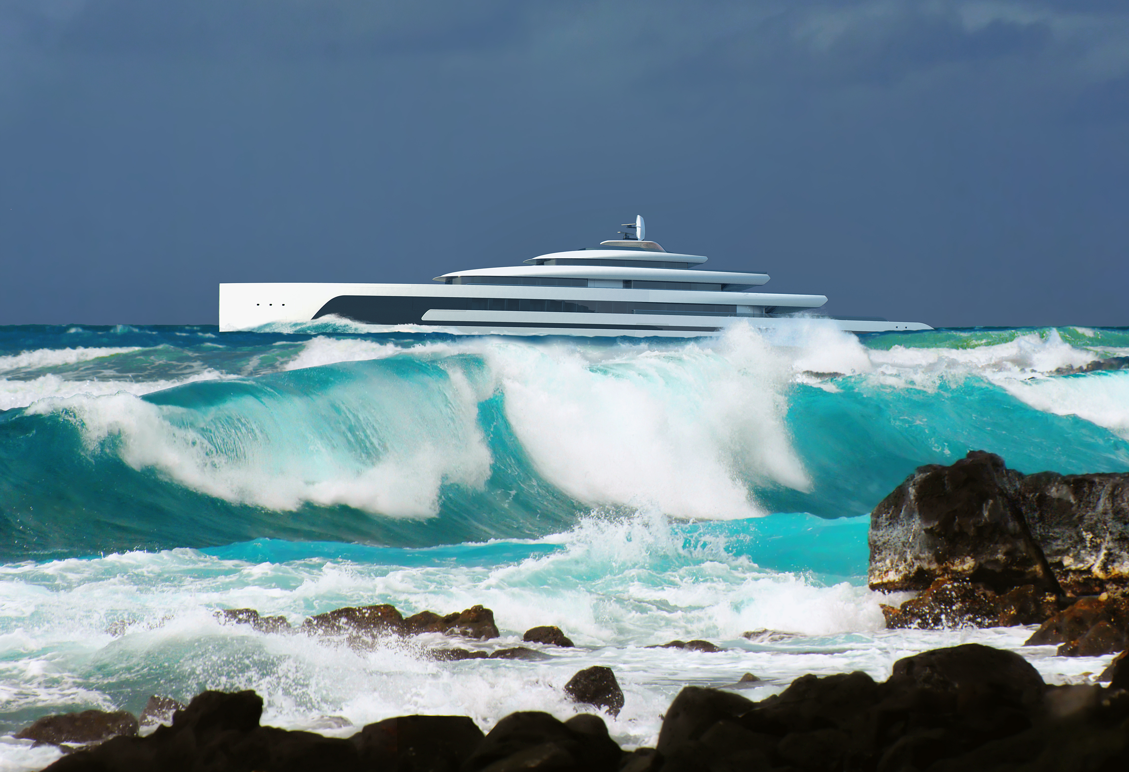 Kiwa superyacht concept in the waves