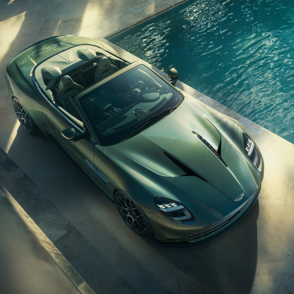 Aston Martin Vanquish Volante parked by the Pool