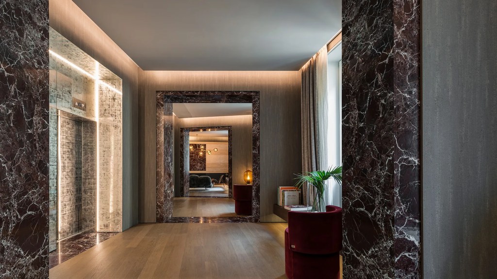 Hotel lobby of the Fendi Private Suites in Rome
