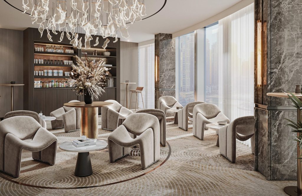 Luxurious lounge with elegant seating.