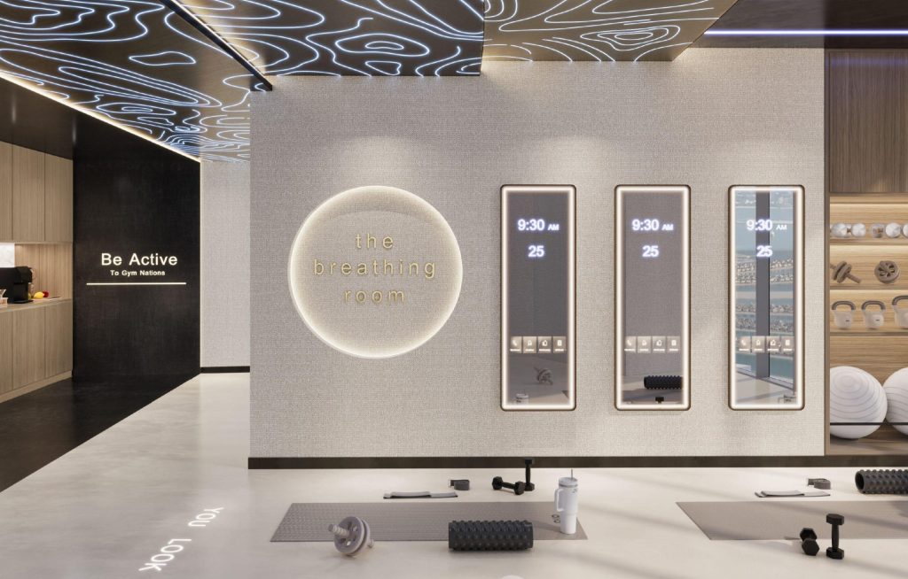 modern gym space with sign "the breathing room"