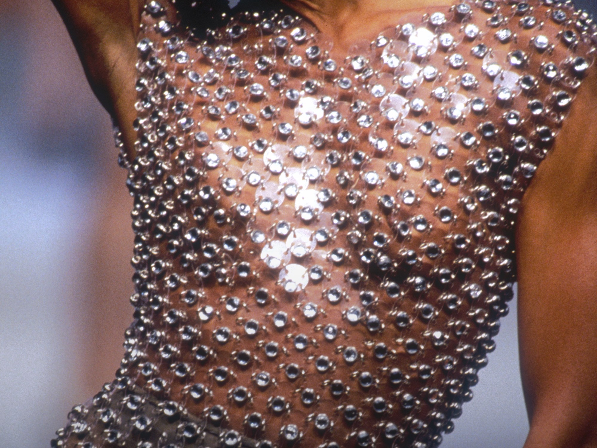 paco rabanne shiny dress on black model