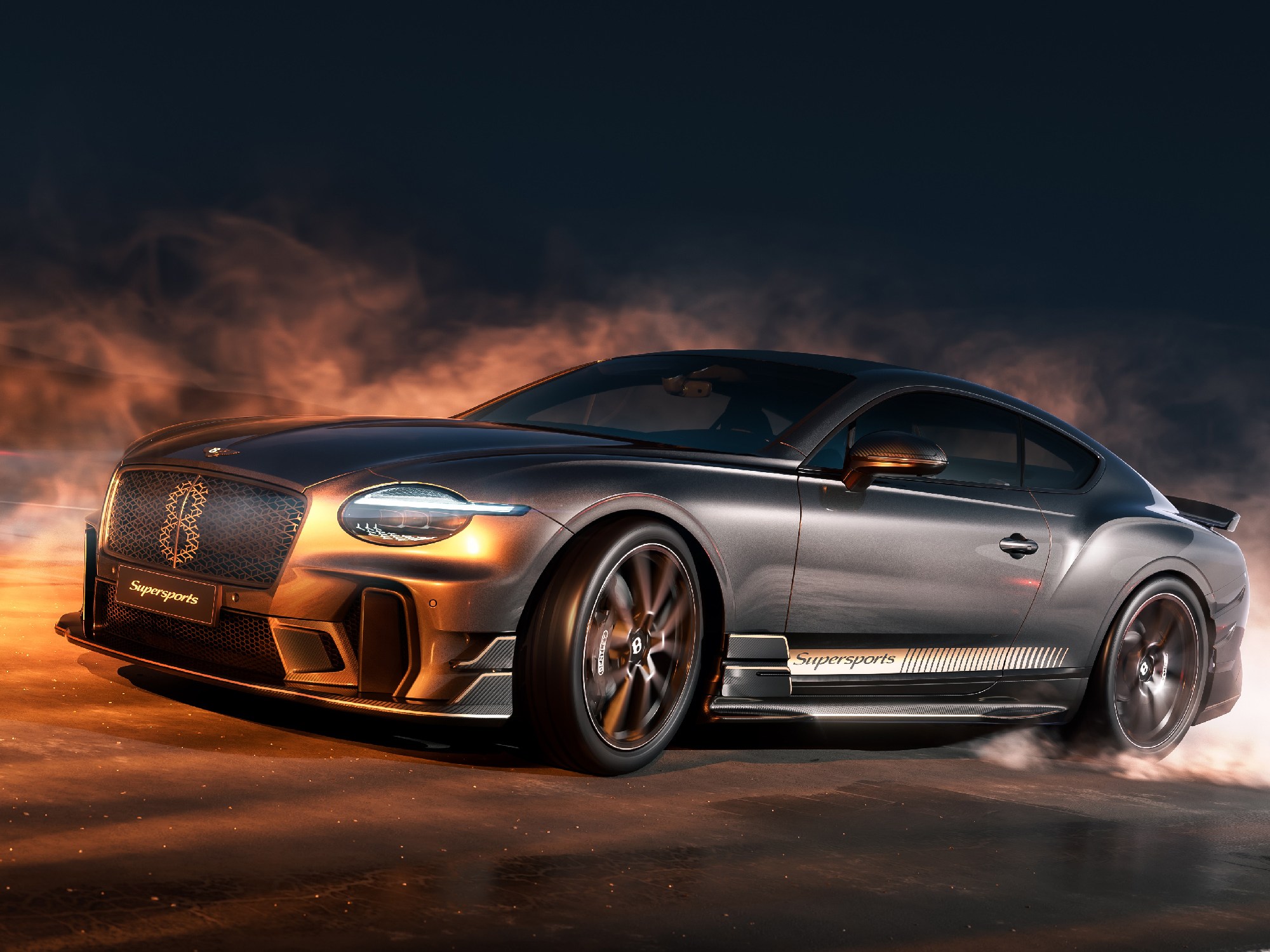 Bentley Supersports car pictured at night on the road
