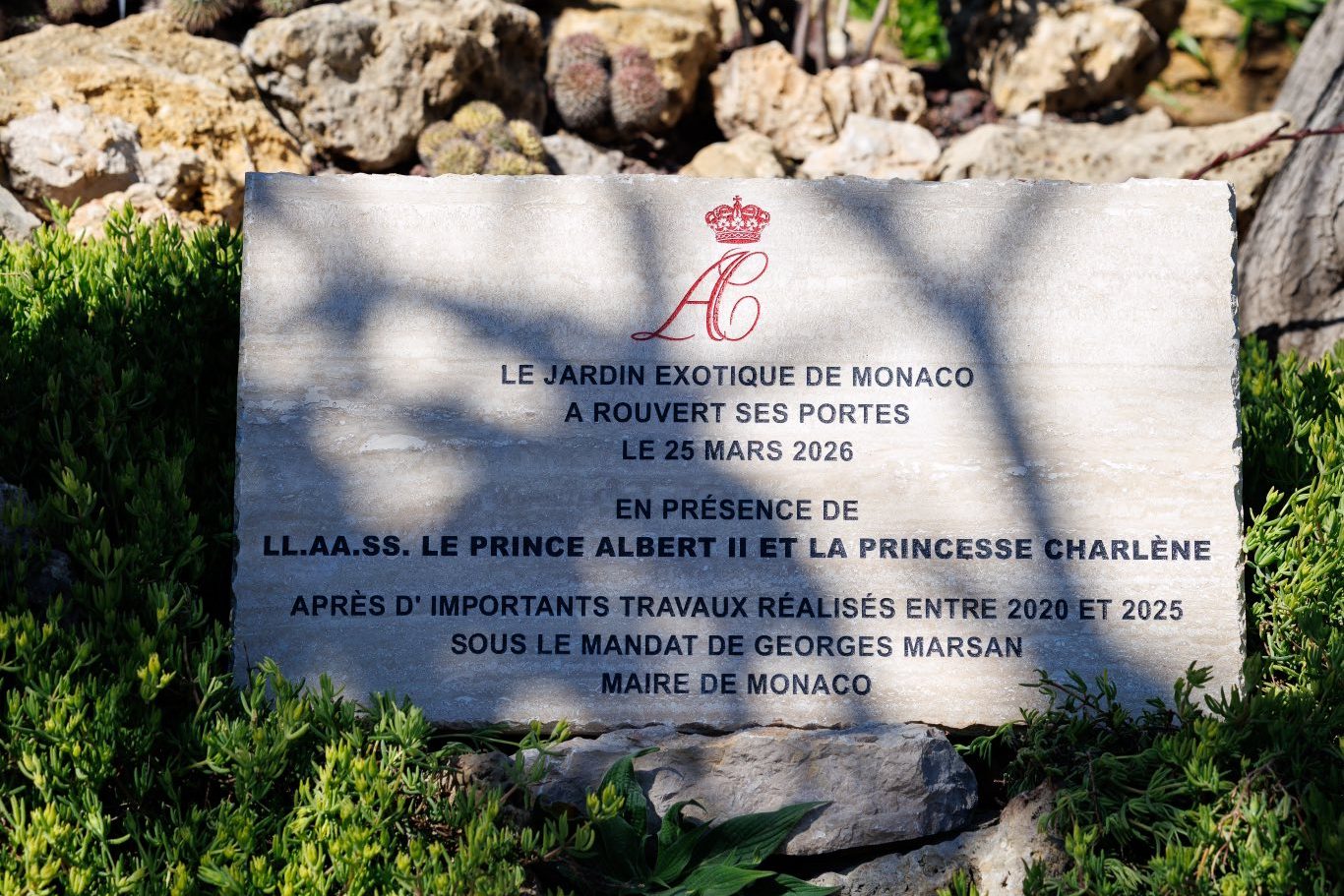 Monaco Exotic Garden inauguration plate 25 march 2026