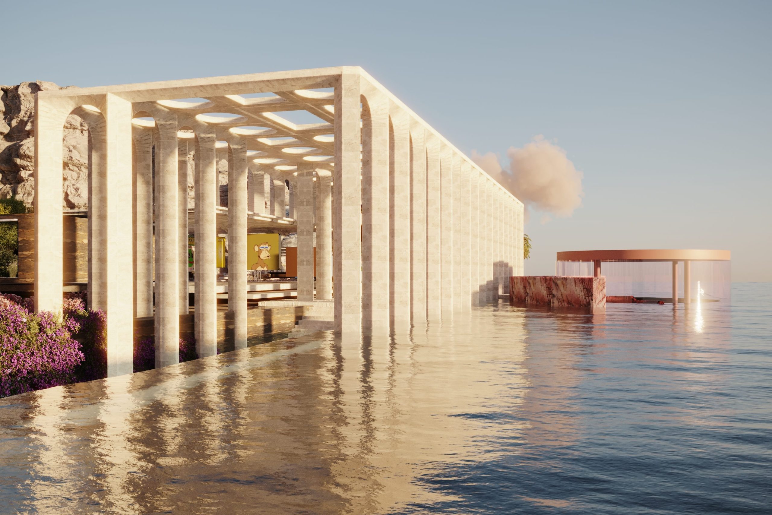 Metaverse 3d rendering of a luxury villa