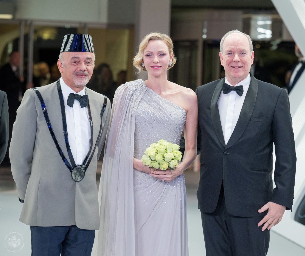 Christian Louboutin, Princess Charlene of Monaco and Prince Albert II of Monaco at the Rose Ball 2026