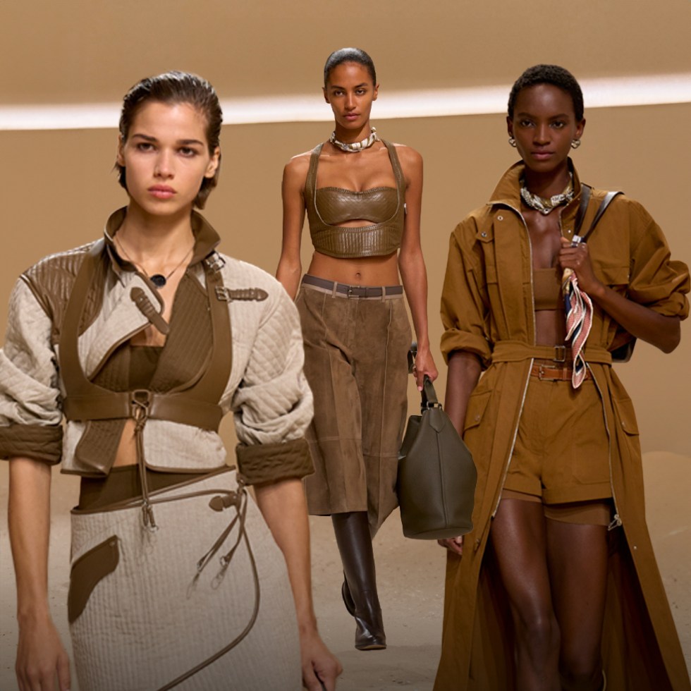 Collage of Hermes Spring Summer Collection clothes on diverse female models