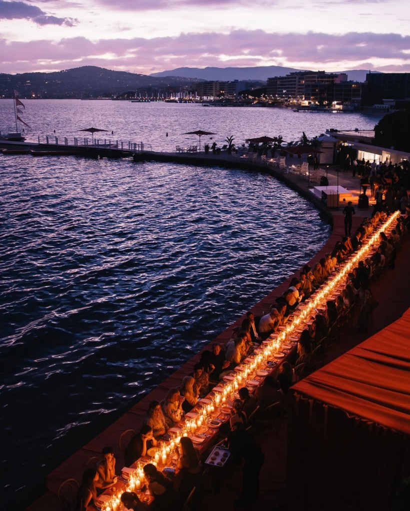 Zimmermann private dinner at beach of cap d'Antibes designed with candles