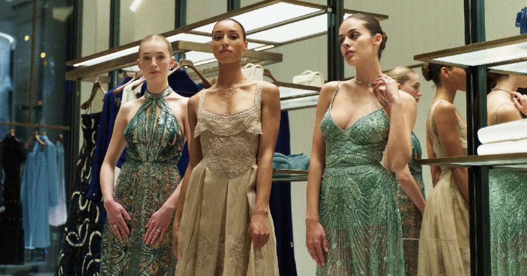 Models posing for Monaco luxury lifestyle magazine event.