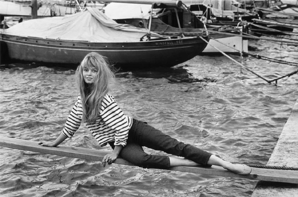 Brigitte Bardot in stripy Jean Paul Gaultier top in Saint Tropez