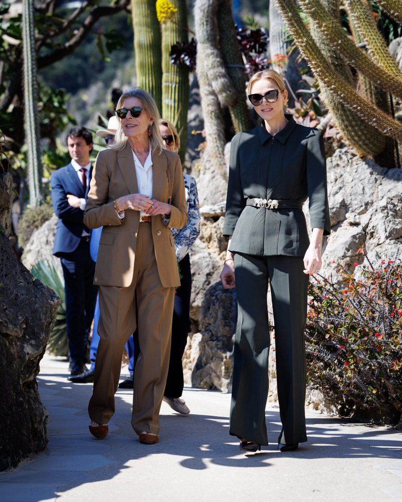 Princess Caroline and Princess Charlene aof Monaco at the Exotic Gardens in Monaco