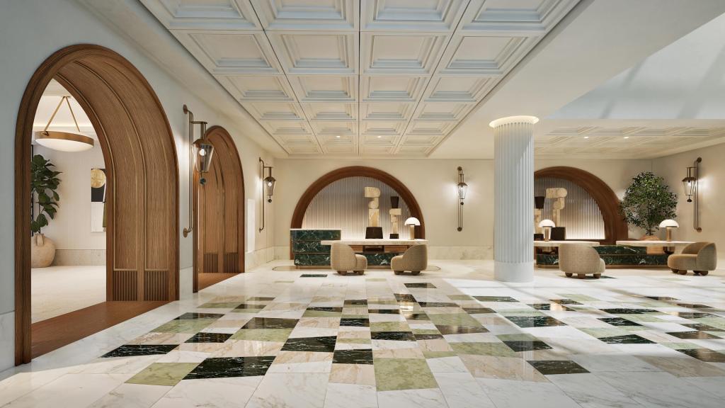 conrad corfu luxury hotel reception interior design