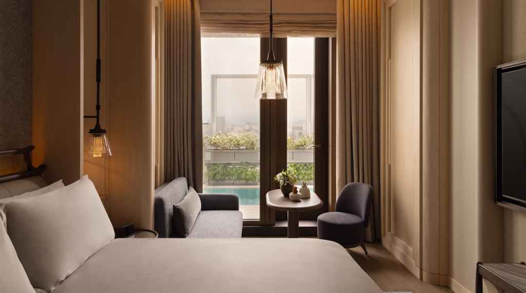 capella taipei room with a view on the swimming pool