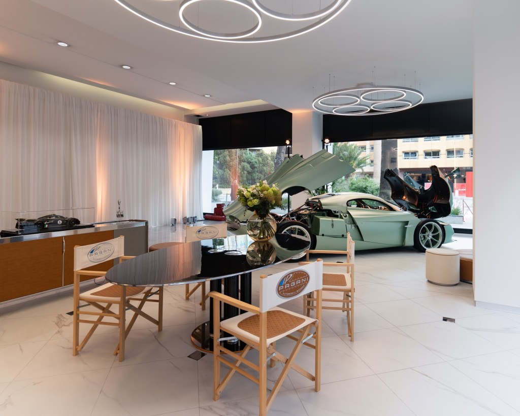 Pagani Monaco showroom brranded interior elements 