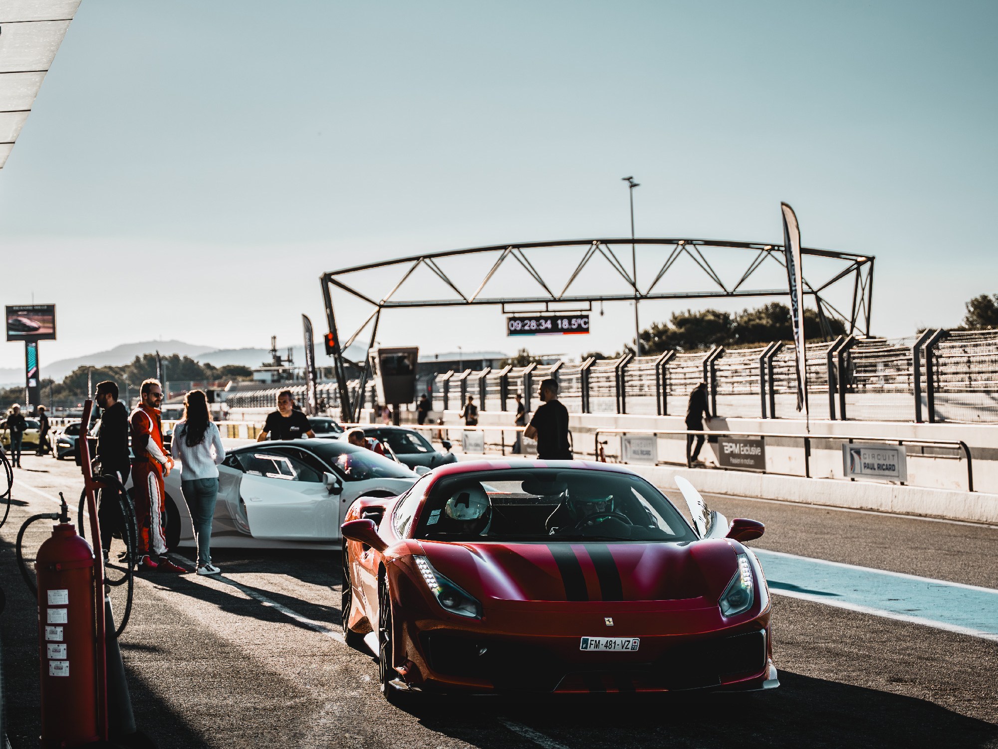 Luxury sports cars at a Paul Ricard Circuit.