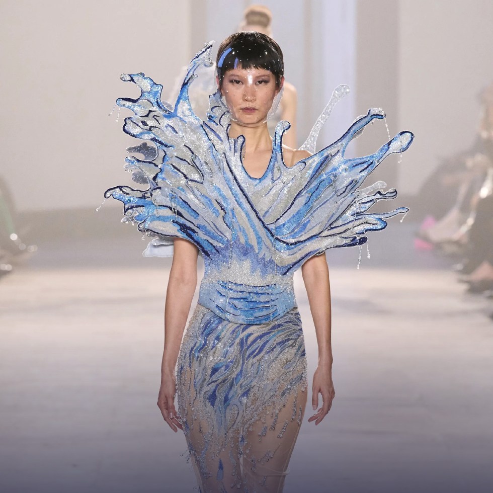 rahul mishra alchemy haute couture blue water splash dress