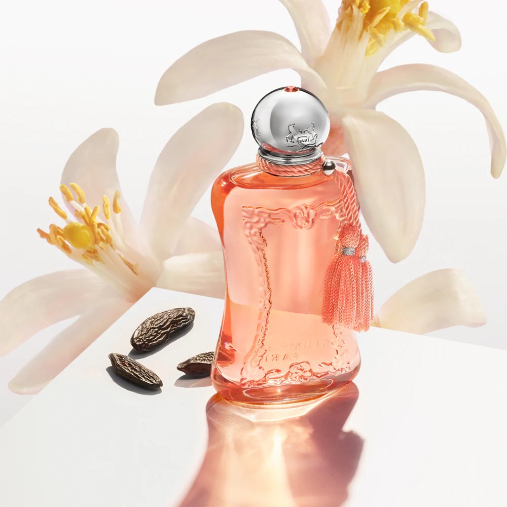 athenais perfume bottle in bright tangerine color by perfumes marly
