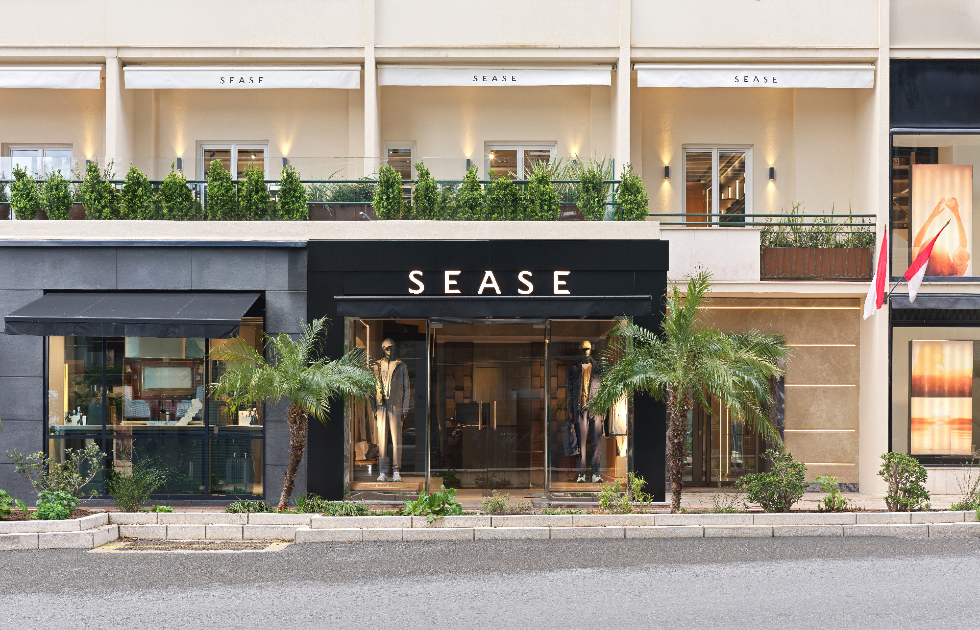 Sease italian brand flagship store exterior in monaco
