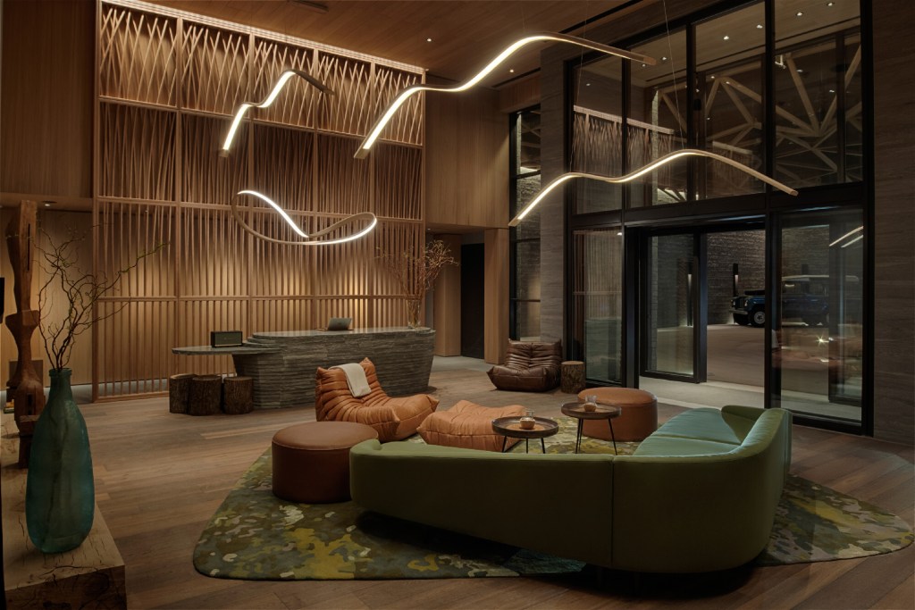 Modern lobby with stylish furnishings.