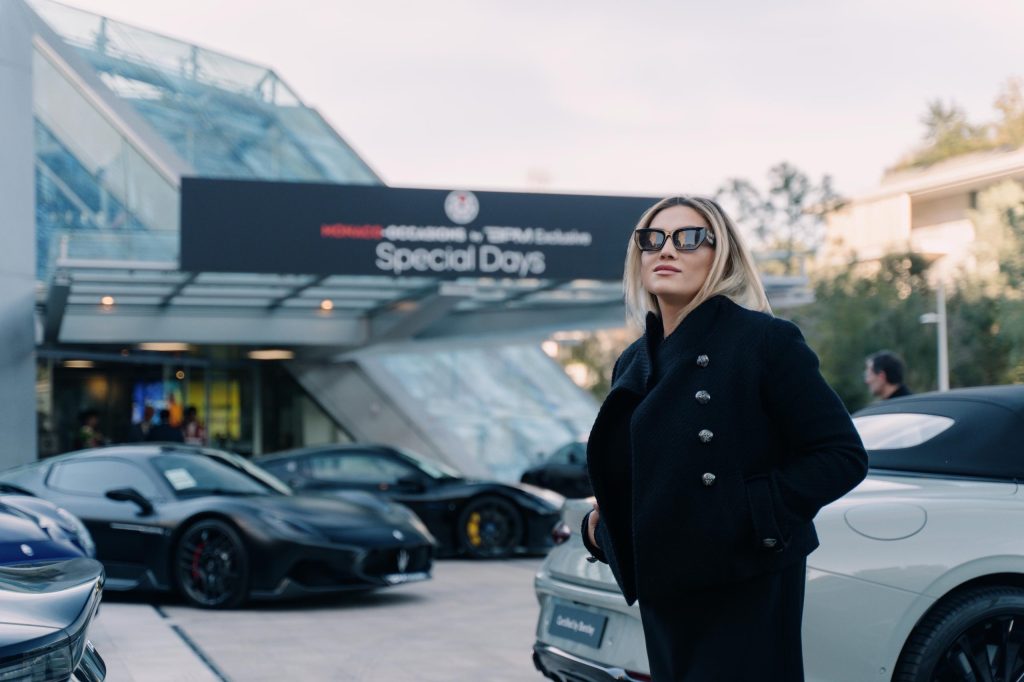 Olga Barrale at the BPM Exclusive Special Days showcasing monaco supercars