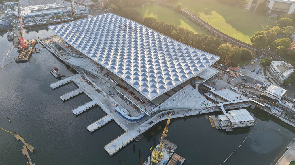 Sydney Fish Market spiky rooftop from the birdeye view
