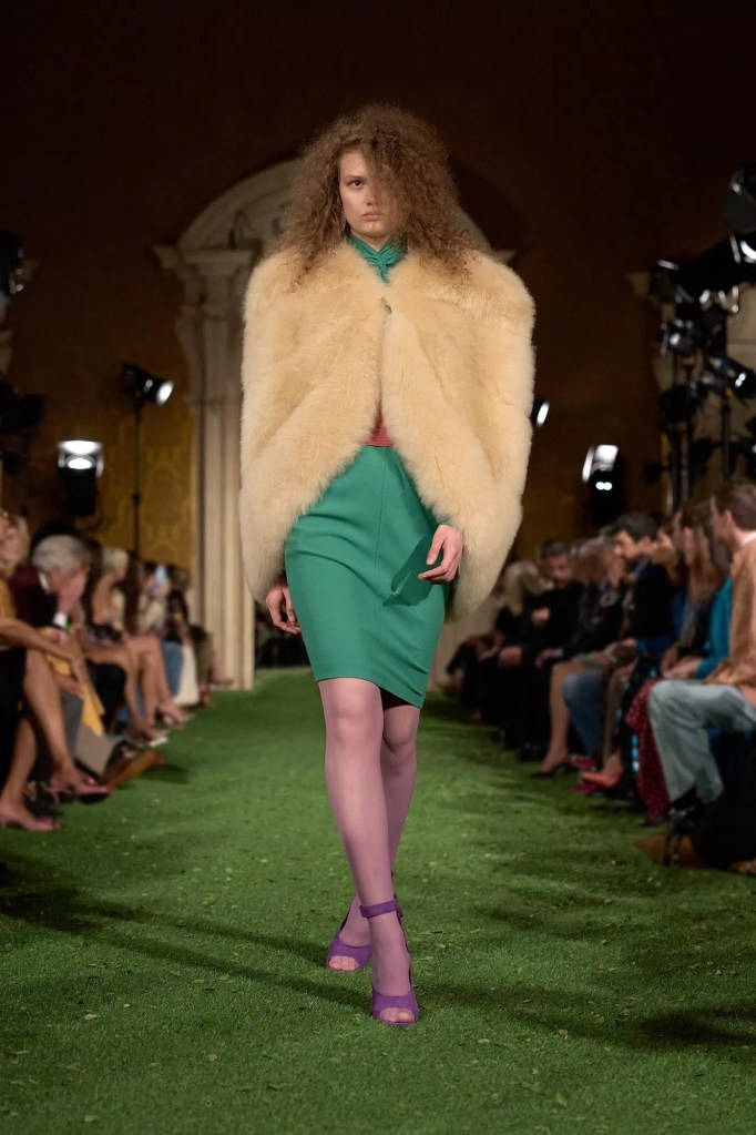Valentino Fashion Show Fall 2026 model wears green dress