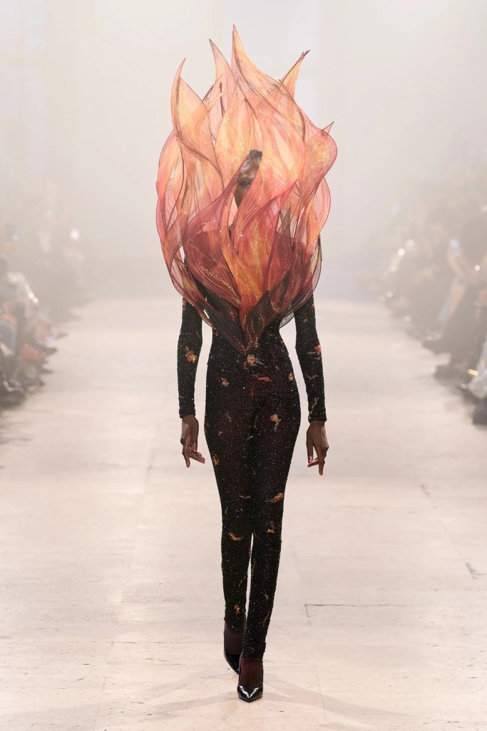 rahul mishra alchemy haute couture fire element catsuit