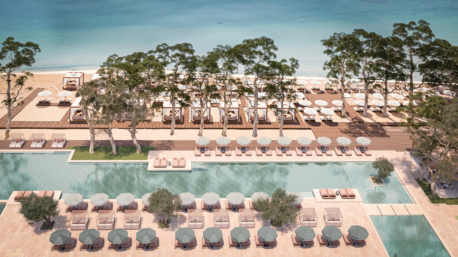 conrad corfu luxury hotel outdoor swimming pool area