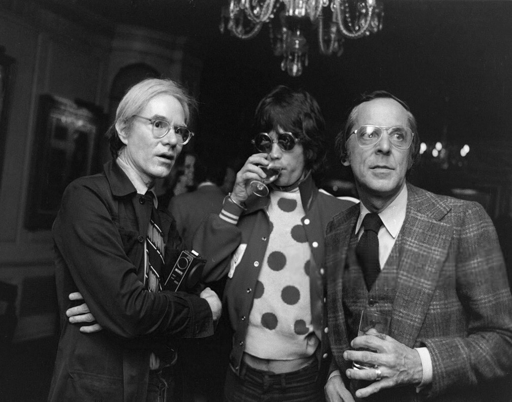 andy warhol and mick jagger in yves saint laurent