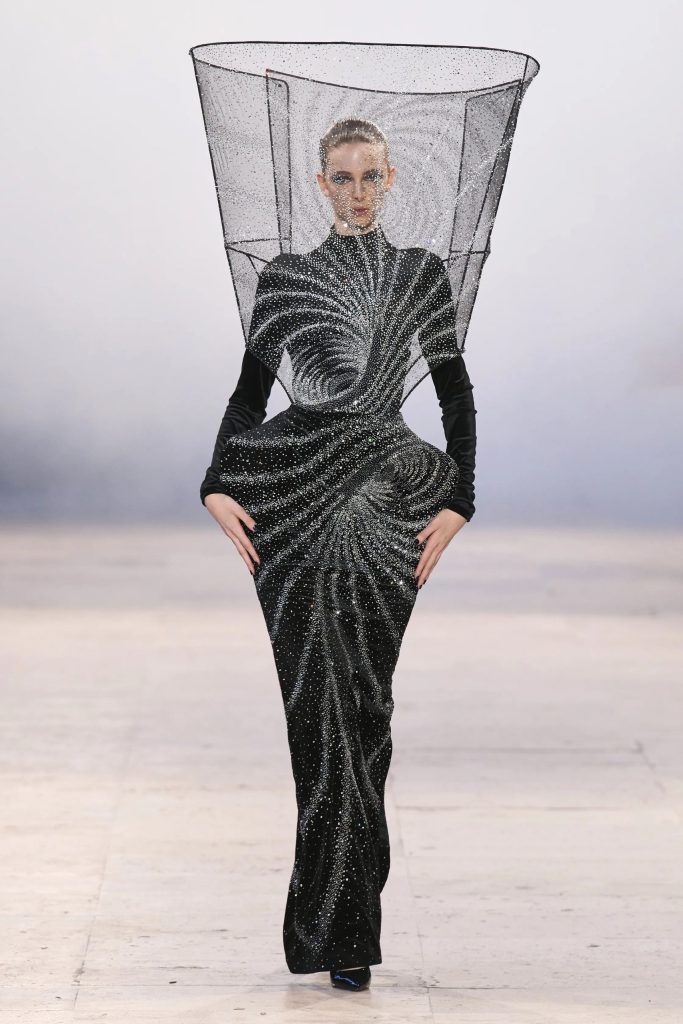 rahul mishra alchemy haute couture blzck sparkly cosmos long gown