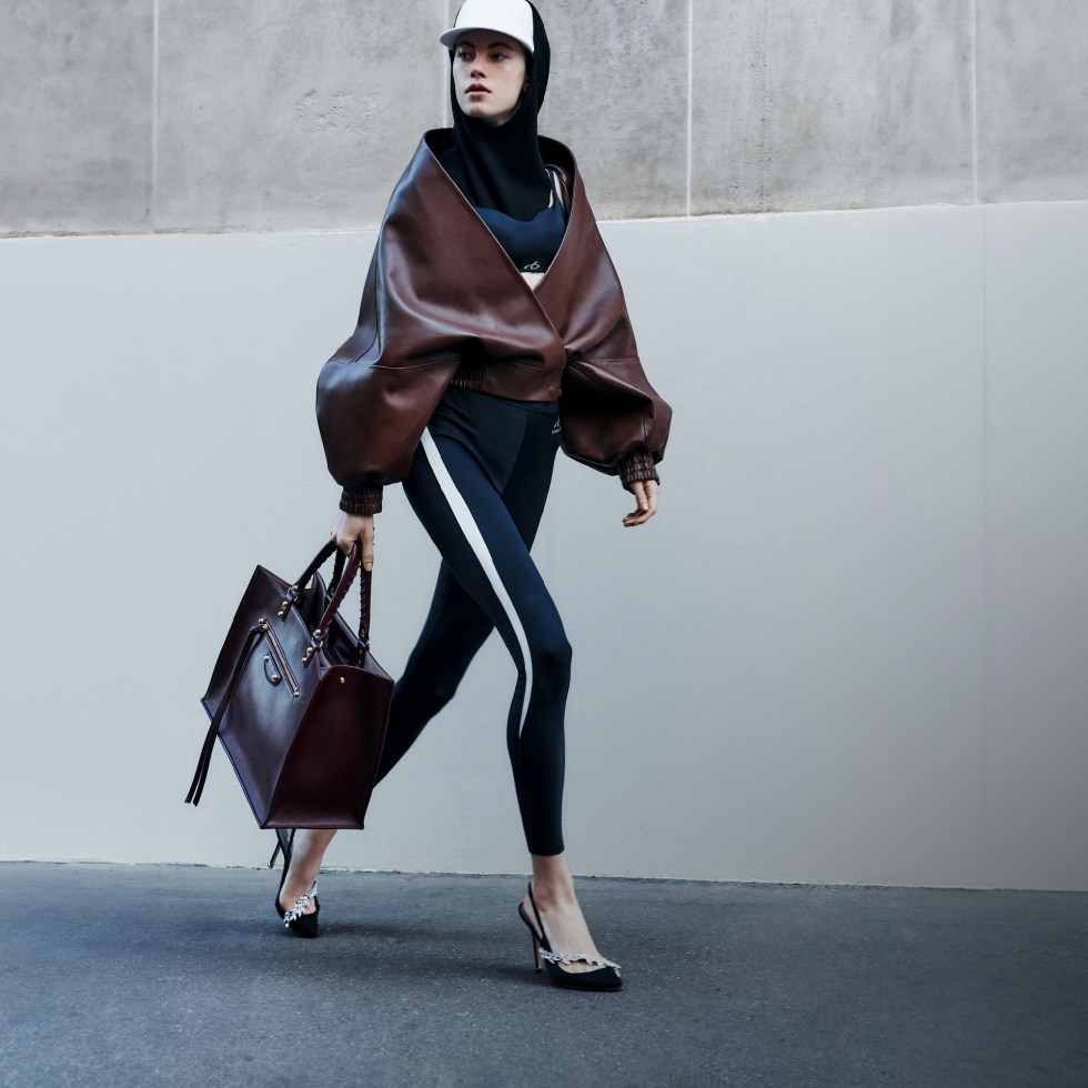 balenciaga streetwear with manolo blahnik high heels